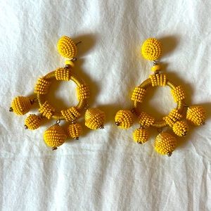 Yellow Beaded Statement Earrings